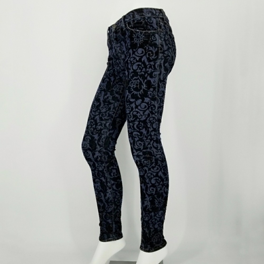 J Brand Skinny Leg Black Brocad Jean - Picture 4 of 10